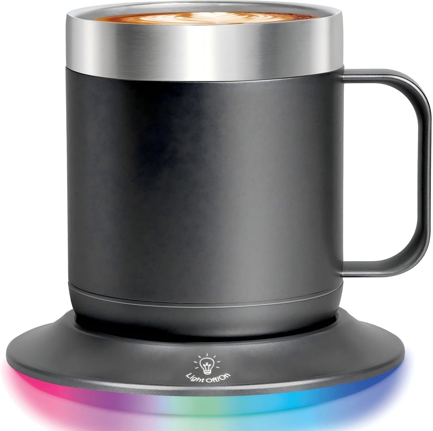 HottKiiper Electric Coffee Mug 12oz Gun Black - Temperature Control Cup Warmer for Desk, 10H Auto-Off