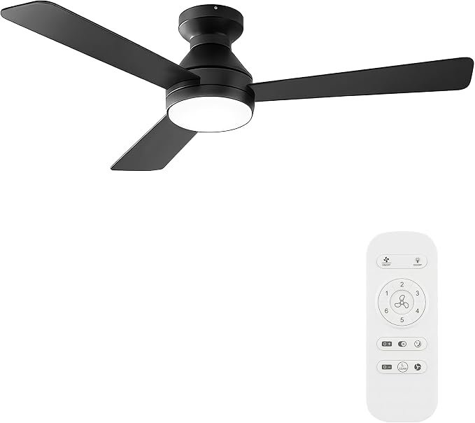 Ceiling Fan with Light, 42 Inch Flush Mount, Remote, 3CCT, 6 Speed