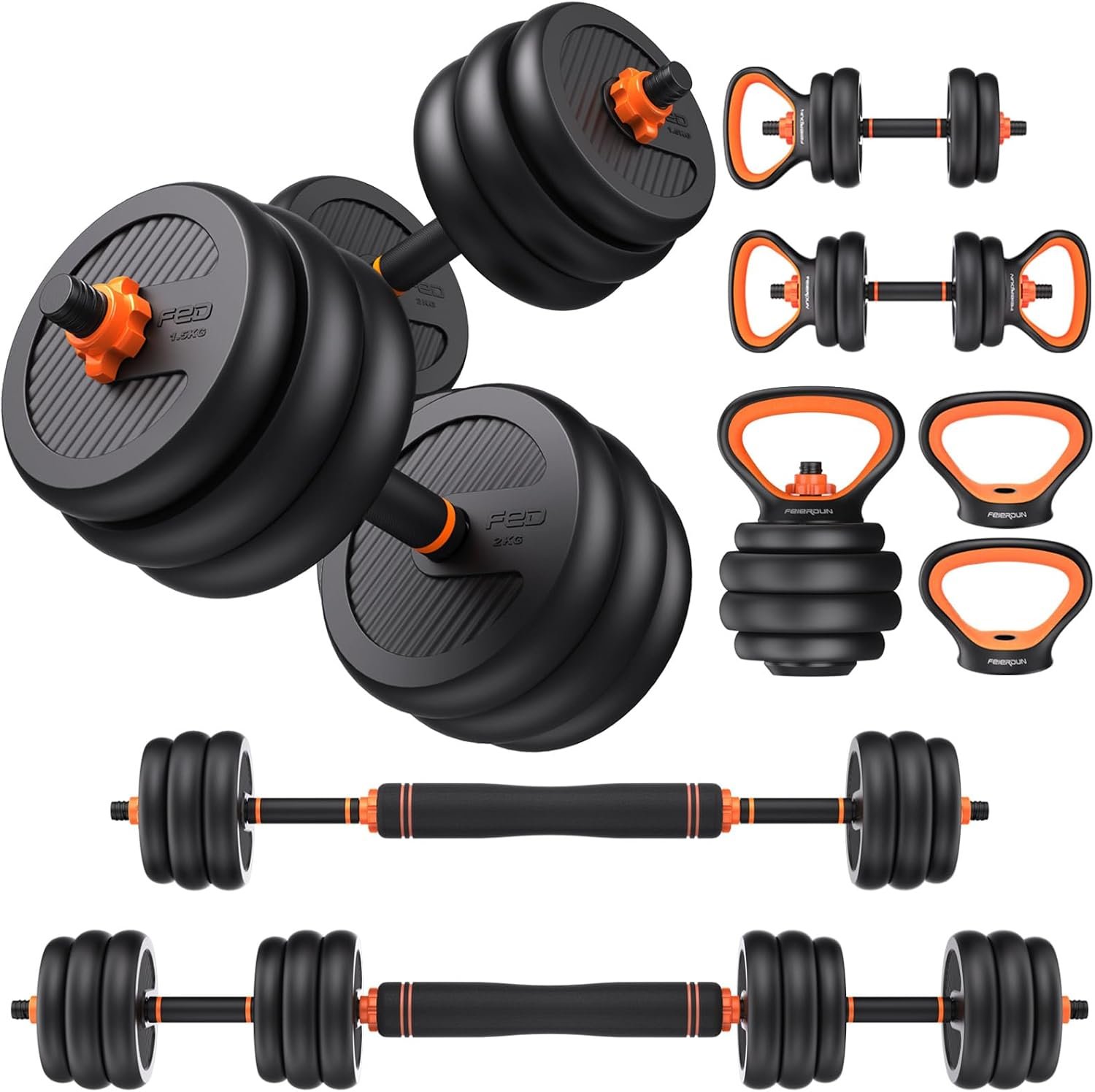 Adjustable Dumbbells, 20/30/40/45/70/90lbs Free Weight Set with Connector, 5 in1 Dumbbells Set