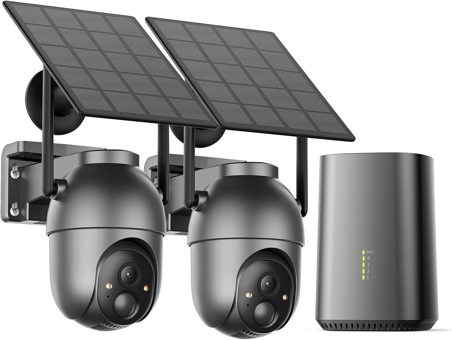 4MP Security Cameras Wireless Outdoor Home System, 2-Cam Kit, No Subscription & Solar Powered